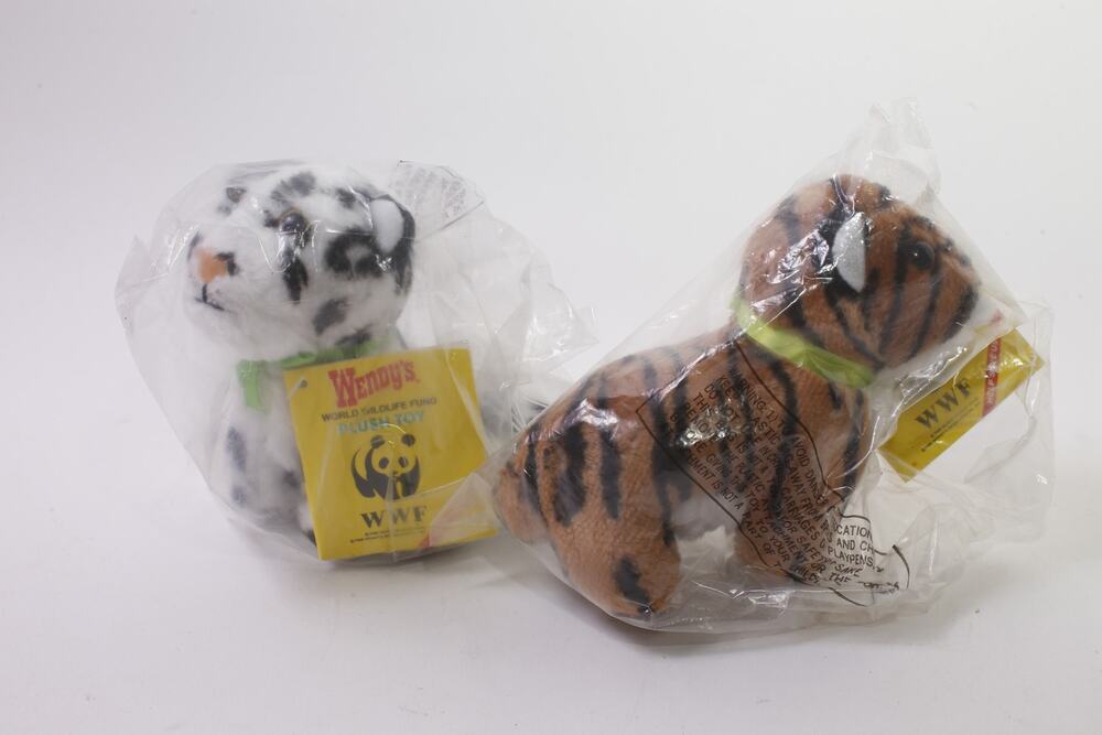 Wendy's, WWF, Plush Toy, Set of 2, Snow Leopard, Tiger, SEALED, ~ 260129-WH 73